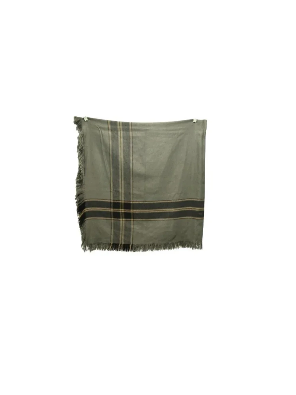 Unbranded Square Scarf Gray Brown Plaid Fringe Cozy Winter Tartan Accessory